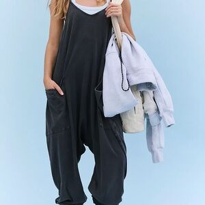 Free People Hot Shot Romper, Black, Medium